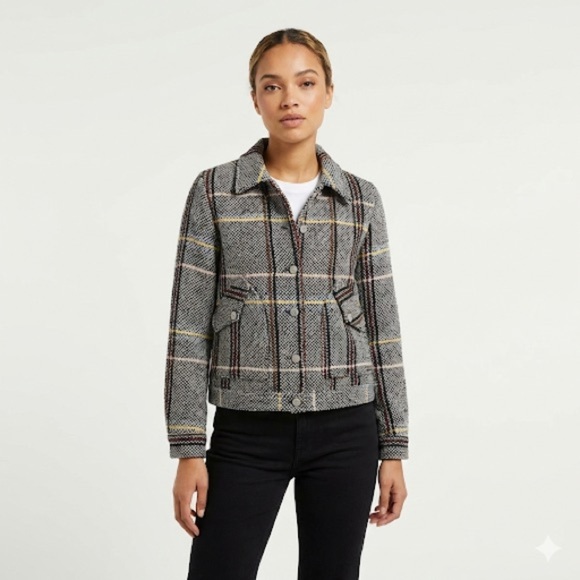 Scotch & Soda Jackets & Blazers - Scotch & Soda Women’s Cropped Plaid Jacket Button Front L